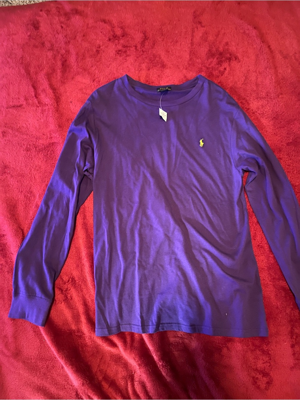 Polo by Ralph Lauren Purple Long-Sleeve Crew Tee with Yellow Pony size xl (18-20